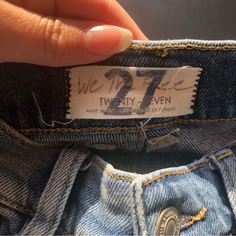 Free people we the free phoenix distressed blown out knees high rise jeans